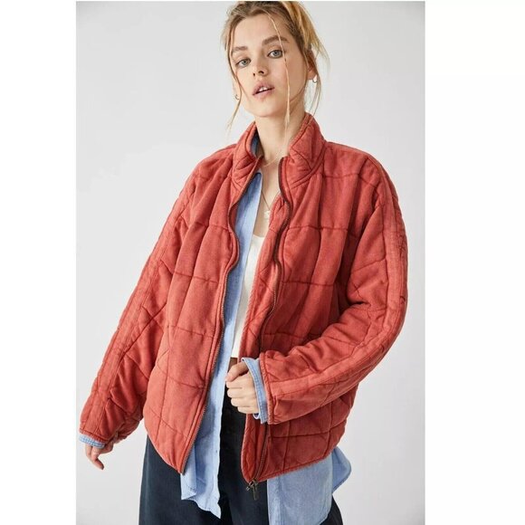 Free People Dolman Quilted Knit Jacket Top Oversized Zip-up Slouchy S NEW 276068